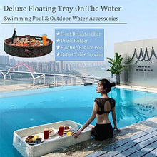 COMAAM Floating Bar Table Serving Buffet Tray Swimming Pool Beach Party Float Breakfast,Swimming Pool Floats for Adults for Sandbars, Spas, Bath, and Parties,Apricot-60x60x20cm