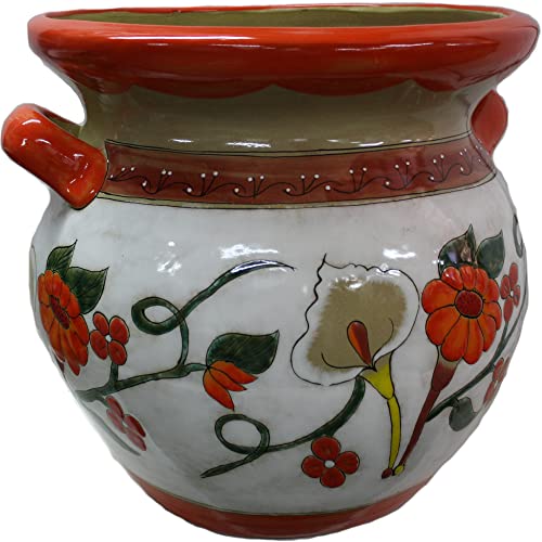 Fine Crafts Imports Indoors/Outdoors Jumbo-Sized Jacona Mexican Colors Talavera Ceramic Garden Pot