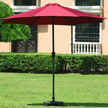 LumaGrove 270cm/9ft Octagonal Iron Patio Table Umbrella, Outdoor Market Umbrella with Crank, 8 Ribs, Sun Shade Parasol(Wine red)