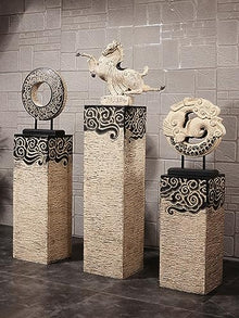 ARCVOX Xiangyun Pedestal Column Plant Stand, Yard Porch Columns & Pillars, Asian House Decor Antique Stone Finish, Traditional Pillar Statue Sculpture (Size : Size XL)