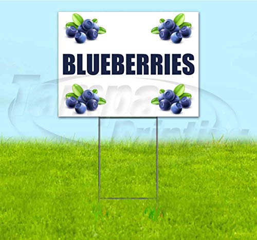 TampaPrinting Blueberries Yard Sign 18" X 24" with Metal Step Stake