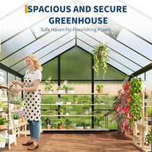 6x10 FT Greenhouse, Easy Assembly Aluminum Polycarbonate Greenhouses for Outdoors with Roof Vent, Large Aluminum Walk-in Greenhouse for Sunroom Patio, Backyard, Garden, Sliding Lockable Door, Black