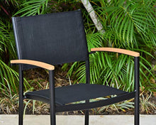 Amazonia Kenneth 9-Piece Oval Patio Dining Set Teak Wood Black Sling Chairs Black