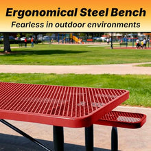 LAUCO Heavy Duty Rectangular Outdoor Picnic Table with Steel Frame, Thermoplastic Coating, Umbrella Hole, Built-in Benches, Seats 8, for Park, Patio, School (Red, 72 inch) 36033