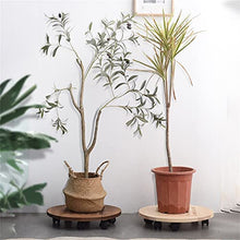 SIDUFHAOPKLL Wood Plant Stand Indoor Outdoor Planter Caddy Round Flower Pot Mover Trolley Wheels(25cm)