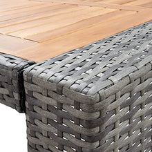 REWIS 5-Piece Outdoor Furniture Set with Poly Rattan and Acacia Wood Gray