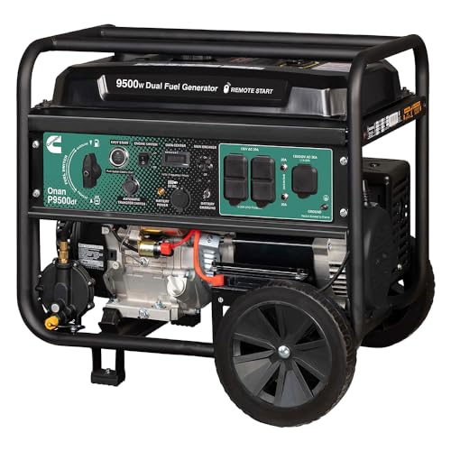 Cummins Onan P9500df Dual Fuel Portable Generator, 9500W, Electric Start