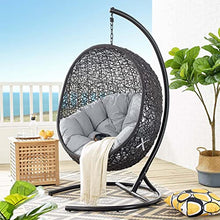 Modway Encase Sunbrella® Swing Outdoor Patio Lounge Chair in Black Gray