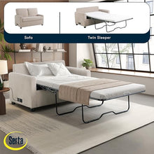 Serta® Darnold 53.5" Pull-Out Sleeper Loveseat, Twin Size, Dreamcoil® Comfort, Memory Foam Pull-Out Mattress, USB-C and USB-A Power Ports, Soft Corduroy Fabric, Beige