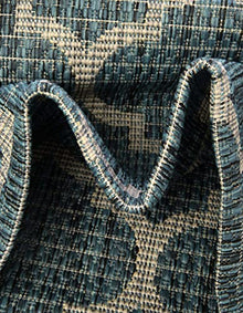 Unique Loom Outdoor Trellis Collection Area Rug - Trellis (Round 13' 0" x 13' 0", Teal/ Gray)
