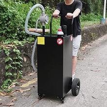 40 Gallon Portable Gas Caddy with Pump Fuel Storage Gasoline Tank with 2 Wheels for Boat, Car,Garden, Lawnmower, ATV,Black