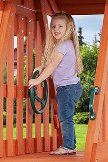 CREATIVE CEDAR DESIGNS Cedar Chalet Wooden Backyard Playset with Swings & Slide