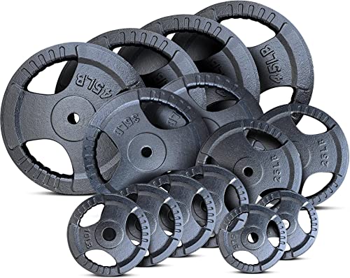 French Fitness Standard Cast Iron 1" Weight Plate Set 350 lbs