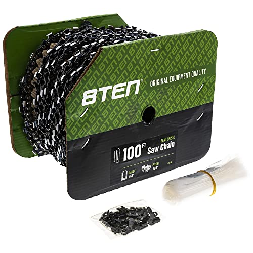 8TEN Chainsaw Chain Bulk Reel Semi Chisel 100 Foot 0.063 Gauge .325 Pitch