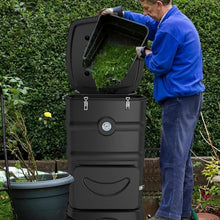HUTOOLEE Garden Compost Bin, 110L Outdoor Composting Container with Thermometer, Continuous Fattening in 6-8 Weeks, for Fertilization of Vegetables, Food Crops