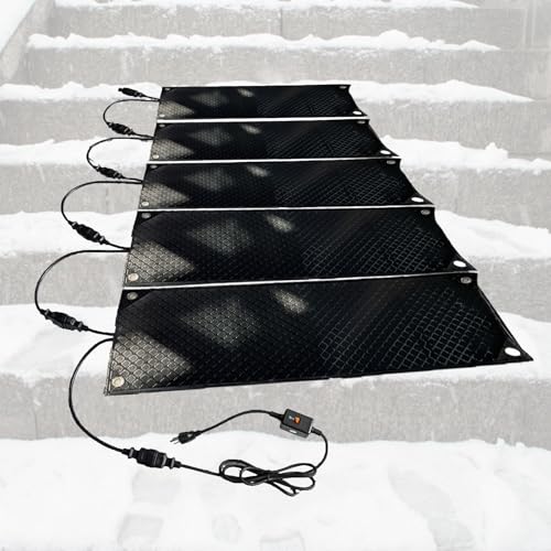 iumLeap Heated Snow Melting Mats - Rubber Ice & Snow Pads with 5ft Power Cord for Walkways, Steps, Decks, and Sidewalks - Available in 1 to 5 Pack Options, 5 Piece-10 * 48in