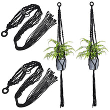 4 pcs Holders for Ceiling Rope Macrame Wall Outdoor Flower Garden Black W Decorations Decorative Hangers Bohemian Pot Holder Hanger Plant Planter Indoor Decor Planters Baskets (As Shownx4pcs