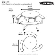 Lifetime Picnic Table 22127 44-inch Round Top Swivel Benches Almond Color Top