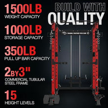 Mikolo Power Cage with LAT PullDown, Cable Crossover & Pulley System Red