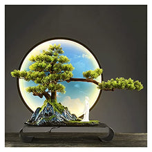 Fake Plants 17 Inches Artificial Bonsai Tree,LED Warm Light Ring Faux Ornaments,Fake Tree for Decoration Desktop Display（with Cleaning Brush） Bonsai Tree (Color : 1)