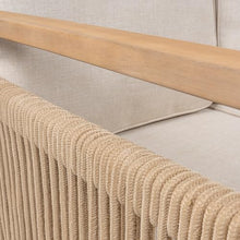 JONATHAN Y Gable 63" Rope 3-Seat Outdoor Patio Sofa, Beige/Light Teak