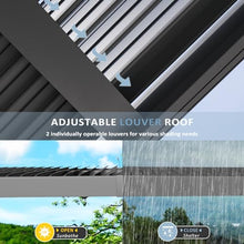 Aoxun Louvered Pergola 12' x 20' Outdoor Aluminum with Adjustable Roof Gray