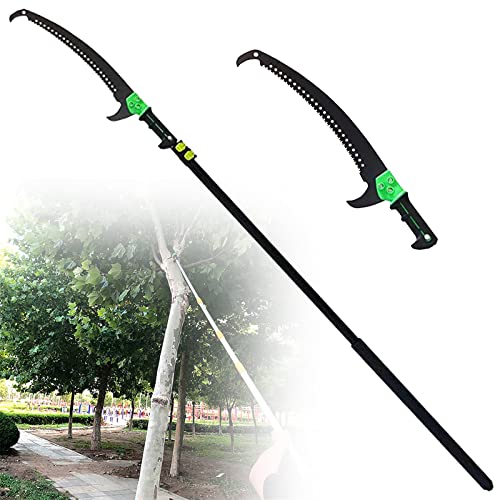 Telescopic Pole Saw Extendable Landscaping Pole Saw with Curved Tree Saw for Pruning Branches and Leavhigh Altitude Fruit Tree Branch Saw,3.6m/12FT