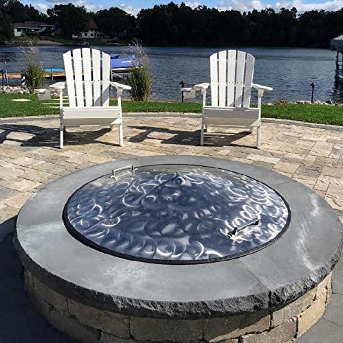 43 inches Fire Pit Conical Shape Cover Lid Top Spark Screen, 43Swirl
