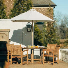 TITAN GREAT OUTDOORS Ash & Ember Luna Grade A Teak 59" Round Dining Table, Drop Leaf Design, Indoor Outdoor Patio or Porch Dining, Weather Resistant Solid Wood with Umbrella Hole