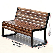 HYUIO Galvanized Steel Outdoor Park Bench Heavy-Duty Slatted Garden Bench with Backres Metal Garden Seat for Garden Poolside Front Porch Courtyard Park(Zinc Alloy Black,/180cm/70in)
