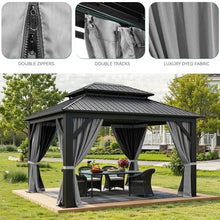 YITAHOME 12x14ft Hardtop Gazebo with Nettings and Curtains Heavy Duty