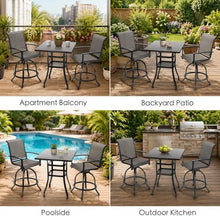 Kozyard 3-Piece Patio Bar Set, 2 Swivel Bar Chairs, Marble-Look Tabletop