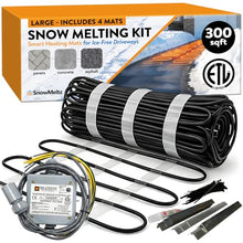 Large Area Heated Driveway System - 300 Sqft, 2x30 Amps, 240V, 37 Watts per Sqft Heated Snow Melting Mats Outdoor Driveway Heater for Snow Melting Mats Walkway, Auto Moisture & Temperature Activator