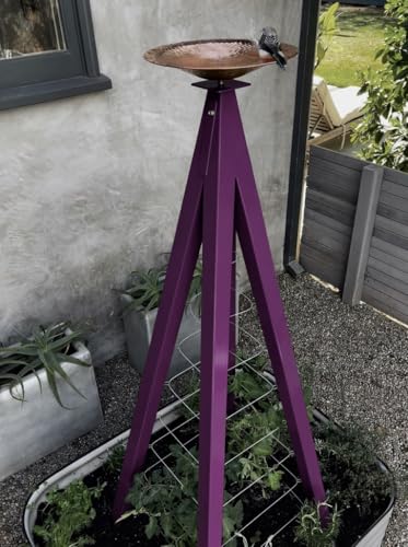 Modern Birdbath with Obelisk Trellis (Aubergine, Regular)