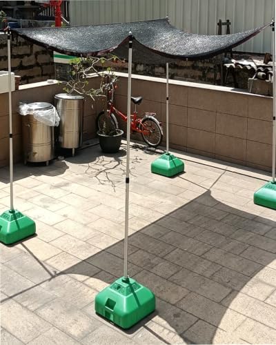 Elitix 4 Pack Sun Shade Pole with Base, Retractable Garage Shade Sail Poles for Ground No Drill, Porch Shade Shade Cloth Brackets(Green,300CM/9.8FT/60KG)