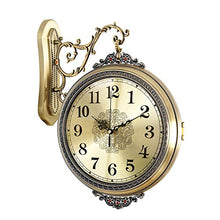 saditesdk Wall Clock, American Metal Double-Sided Clock Wall-Mounted Garden Outdoor Decorative Clock Two-Sided Design Mute Clock Living Room Mute Clock for Indoor Use，