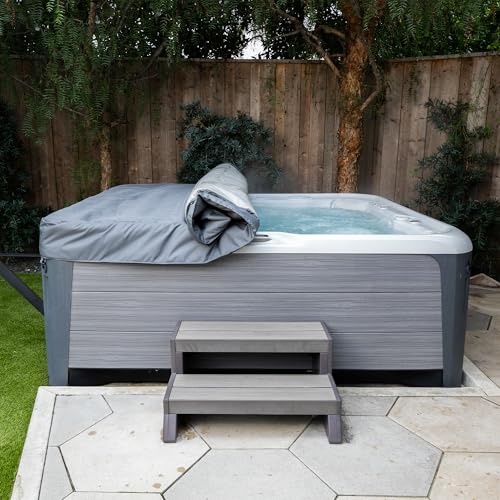 The Cover Guy Rolling Hot Tub Cover | Lightweight + Durable Spa Cover Replacement | Fits Rounded Square Tubs with 84" Sides, 6" Corners, and 4.5" Skirt | Gray WeatherShield