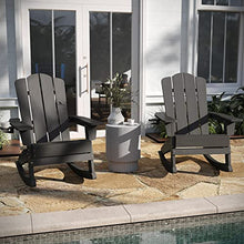 Taylor & Logan Hedley Adirondack Rocking Chair with Cup Holder, Weather Resistant HDPE Adirondack Rocking Chair in Gray, Set of 2
