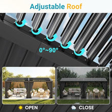 12' x 20' Pergola with Curtain & Adjustable Roof & Aluminum Frame for Patio