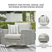 Signature Design by Ashley Seton Creek Casual Outdoor Weather Resistant Swivel Lounge Chair with Removable Cushion, Gray