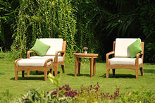WholesaleTeakFurniture Noida Grade-A Teak Wood Lounge Set - 4pc Chair Set with 2 Lounge Chairs, 1 Ottoman, 1 Round End Table