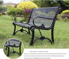 ERoomQ Outdoor GThe Bench,Outdoor Patio GThe Bench Porch Chair, Metal Bench with Backrest and Armrests, Cast Aluminum Frame Park Bench Leisure Double Seat