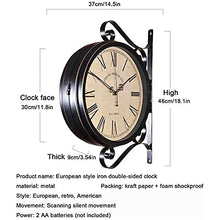 Double Sided Wall Clock, 360 Degree Rotation Garden Clocks Outdoor Waterproof Retro Stand Clock Wall Clock Vintage Indoor Hanging Décor Clock