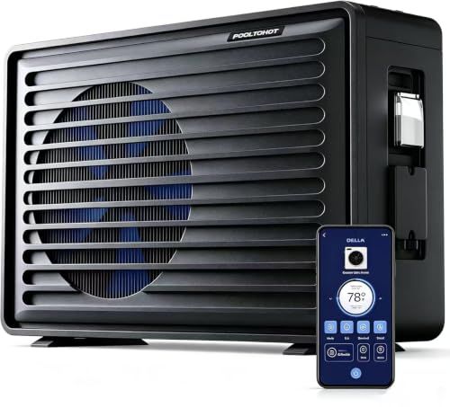 POOLTOHOT Pool Heater for Inground Pools and Above Ground Pool (12000 Gallons), 40000 BTU Electric Pool Heater Build-in Compressor for Heating and Cooling, Pool Heat Pump with Smart WiFi Control
