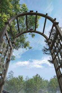 VITA Rosewood Cedar Garden Arbor, Charcoal Wooden Outdoor Garden Arch with Lattice Panels for Climbing Plants, Roses & Vines, FSC-Certified Cedar, Weather-Resistant Garden Entrance Trellis, VA68904