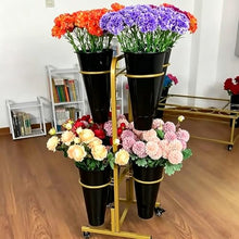 2 Layer Rolling Plant Stand Cart With 6 Plastic Buckets, Metal Shelf Cut