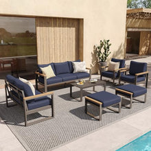 Sundale Outdoor 7-Piece Aluminum Patio Furniture Set with Cushions Blue