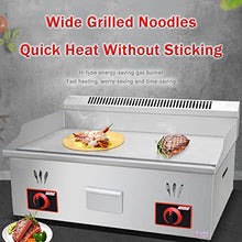 Gas Griddle LPG Commercial Stainless Steel Heavy Duty Restaurant Outdoor Griddle Gas Baking Plate Burger Grill Smooth Double Burners, 2800PA, for BBQ Cooking Steak, Eggs, Pancakes,720