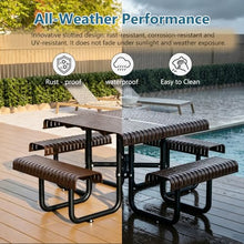 Metal Picnic Table,8-Person Outdoor Picnic Table with Benches Umbrella Hole