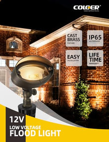 COLOER Brass Landscape Flood Lights 12 Pack with LED G4 Bulb (501B Bronze)